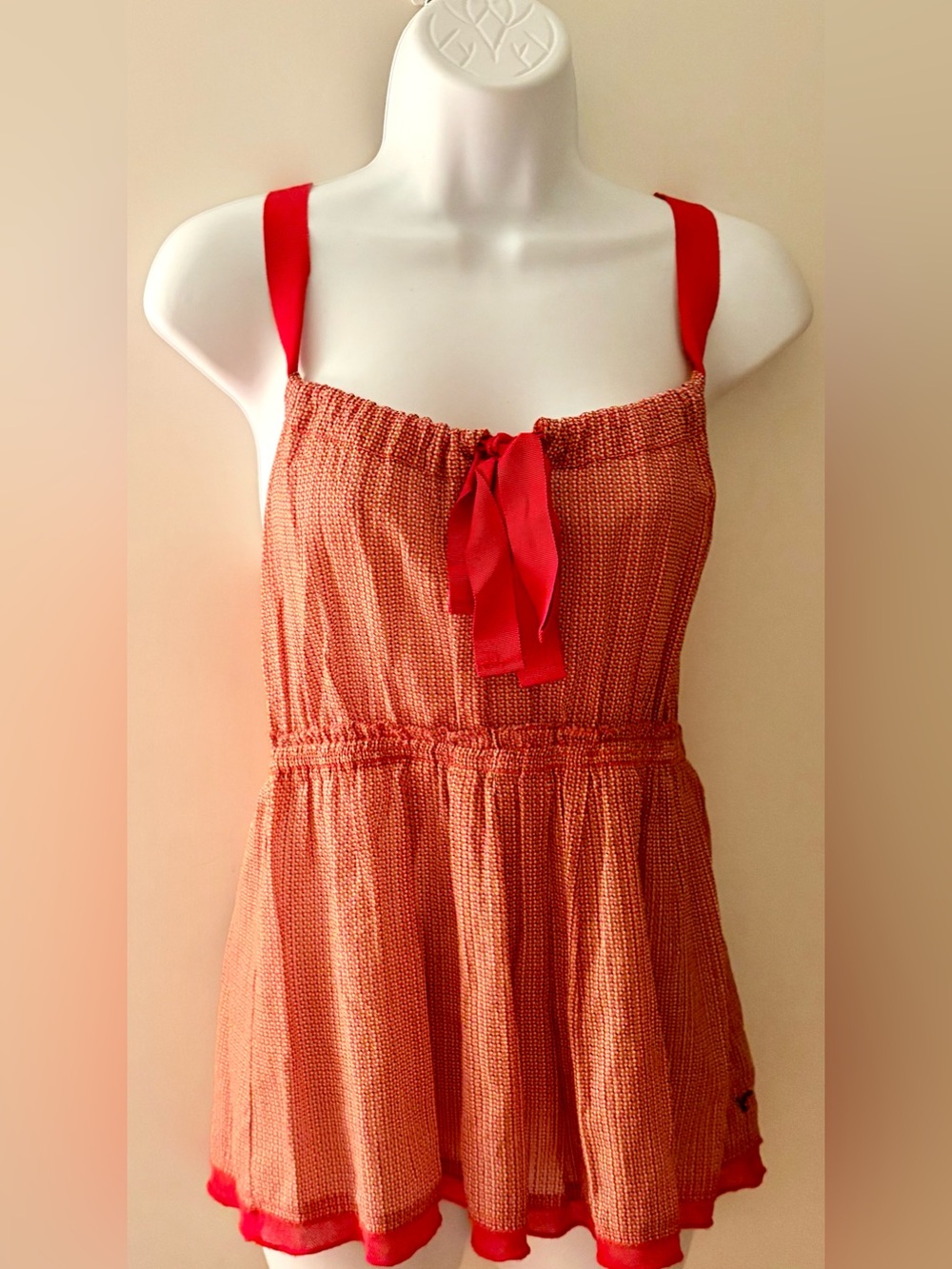 American Eagle Outfitters Red/Orange Multi-Color Patterned Top